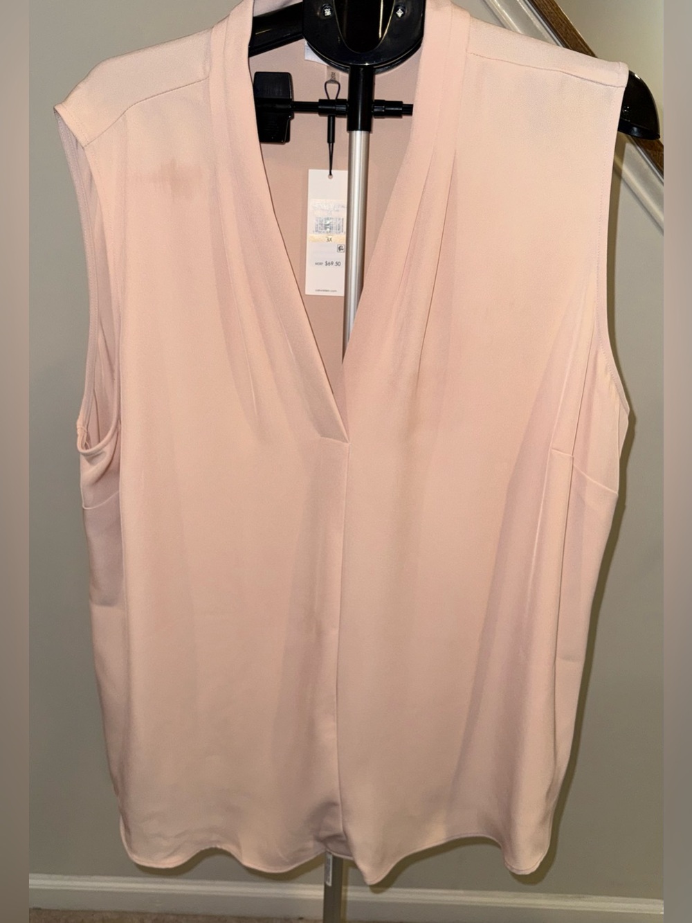 Calvin Klein Sleeveless V-Neck Tank in Blush Pink 3X Womens Plus NWT